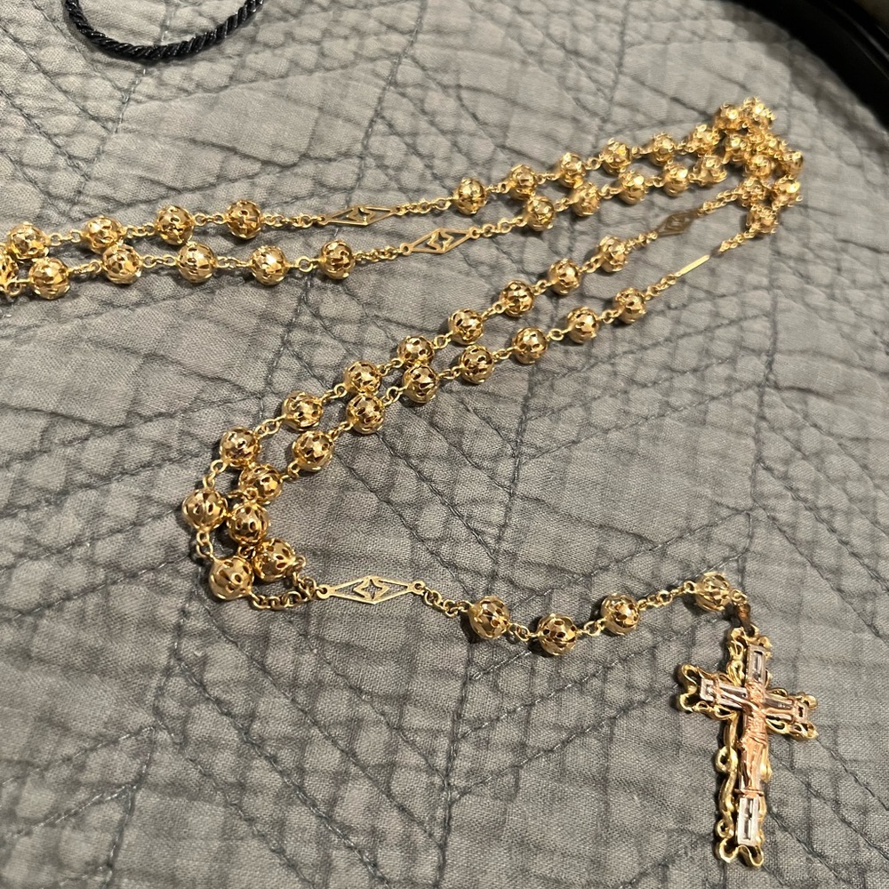 Elegant Gold Rosary Necklace